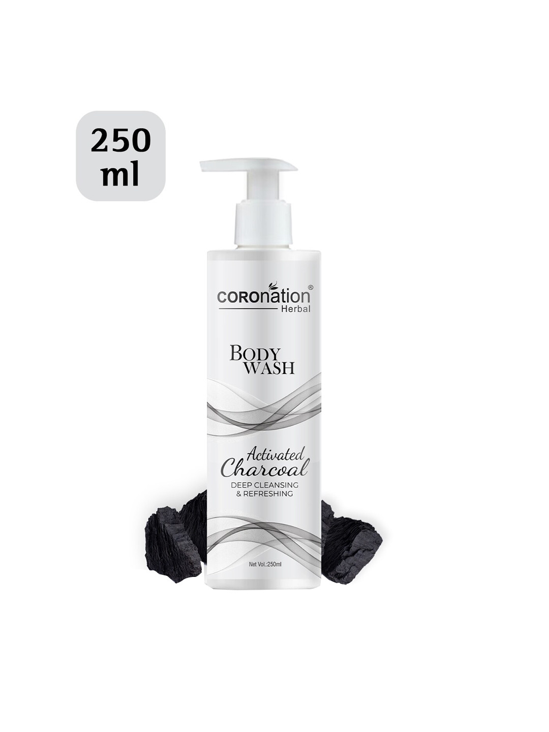 COROnation Herbal Activated Charcoal Deep Cleansing & Refreshing Body Wash - 250 ml