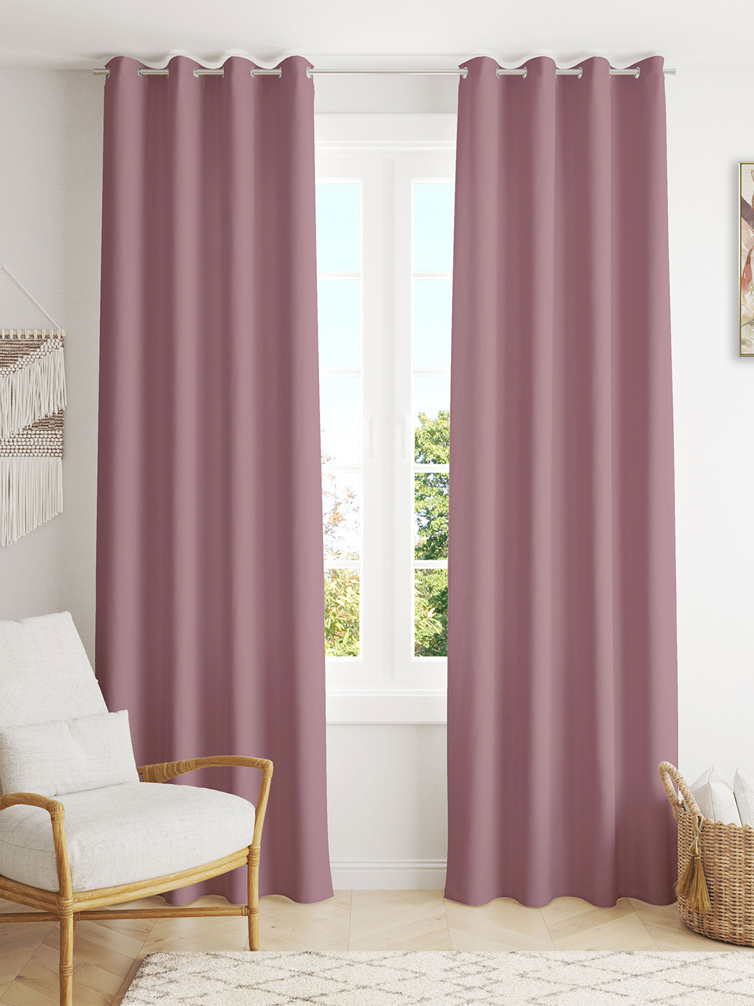 HOMEMONDE Lavender 2 Pieces Black Out Door Curtains