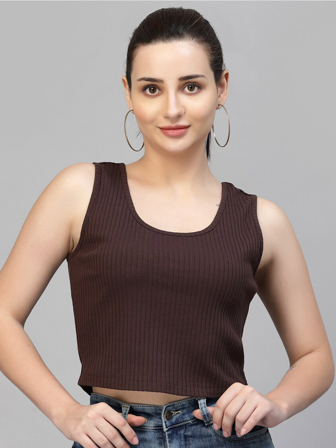 Strong And Brave Odour Free Sleeveless Cotton Crop Top