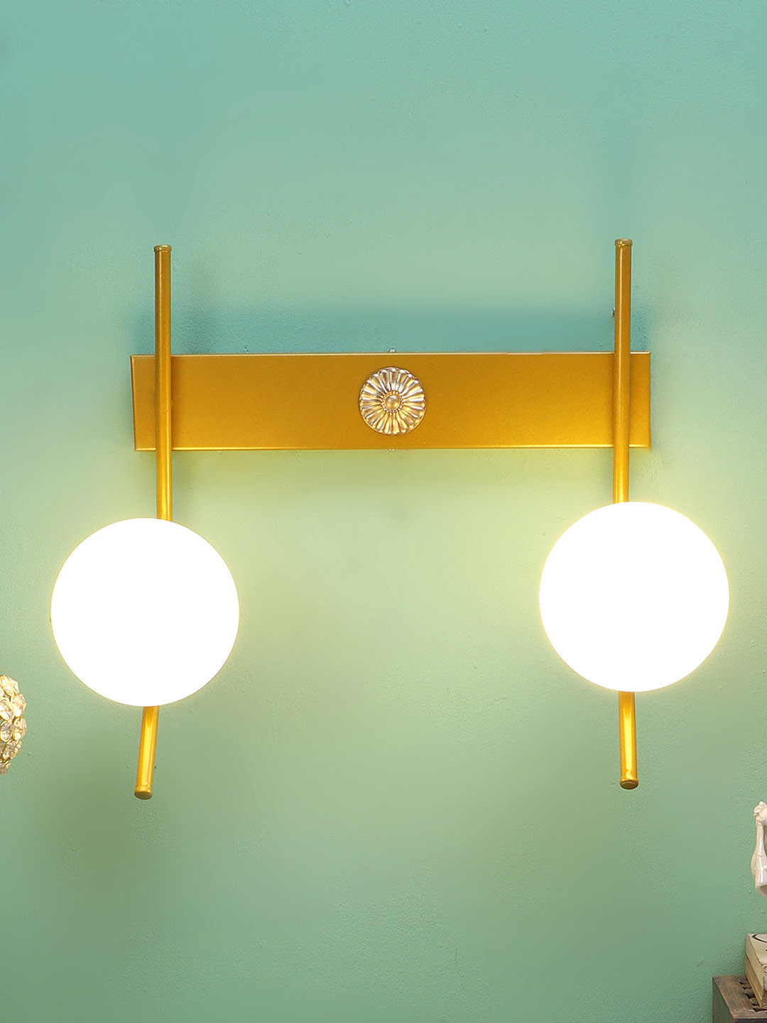 MFD HOME FURNISHING White 2 Pieces Glass Wall Lamp