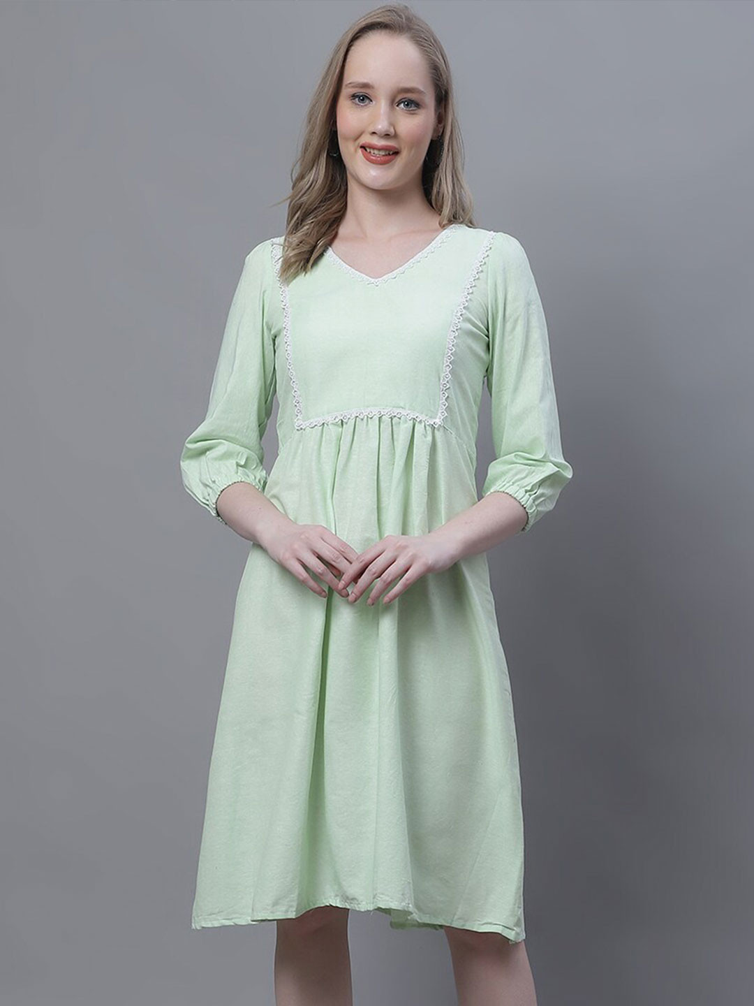 Enchanted Drapes V-Neck Fit & Flare Dress