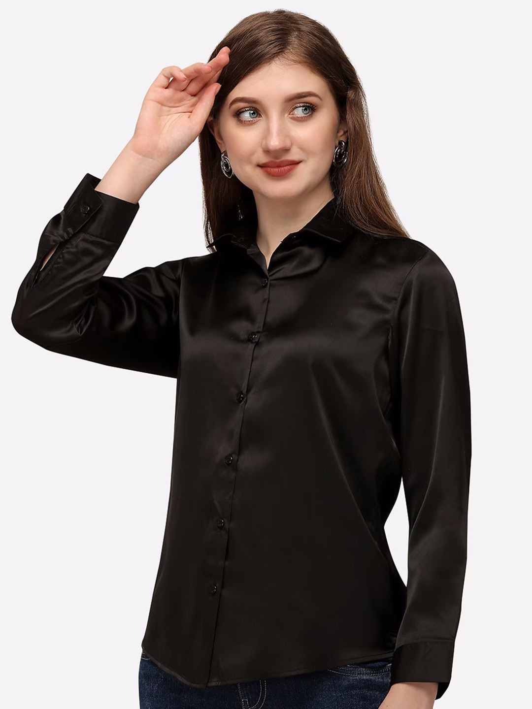 COLOR CAPITAL Casual Shirt Style Satin Top
