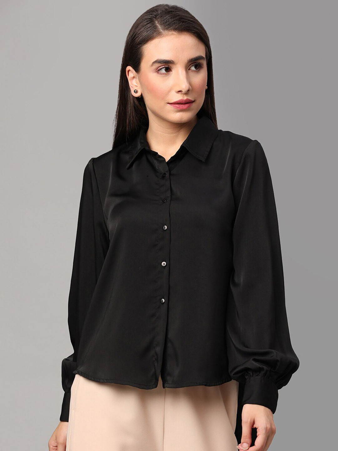 COLOR CAPITAL Casual Shirt Style Satin Top