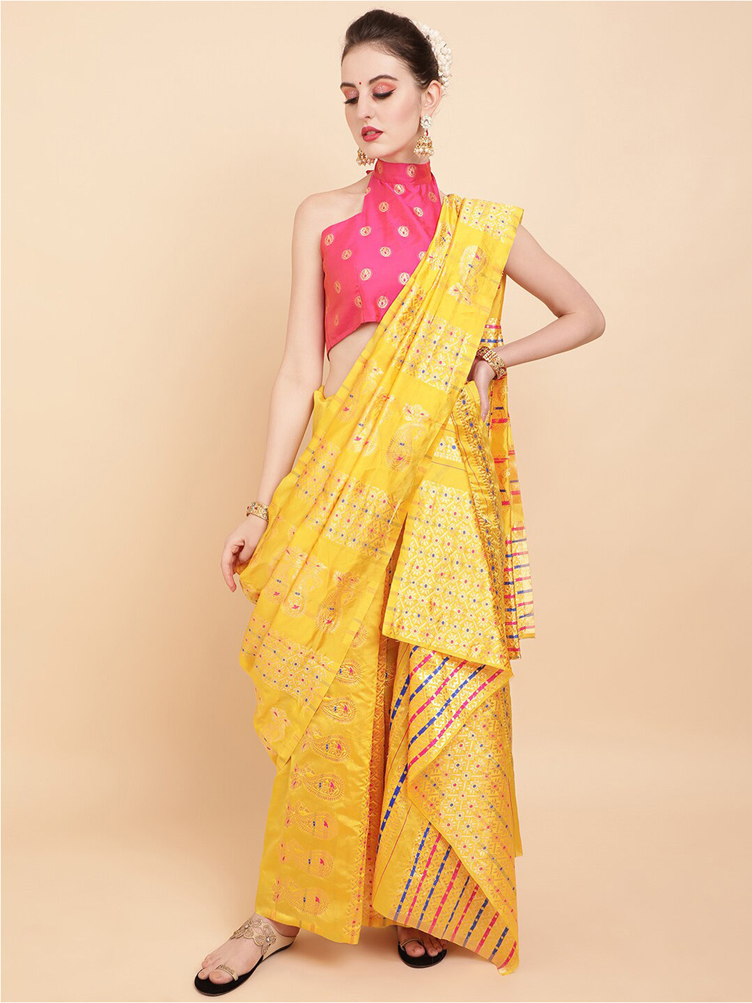 Sangria Paisley Printed Mekhela Chador Sarees