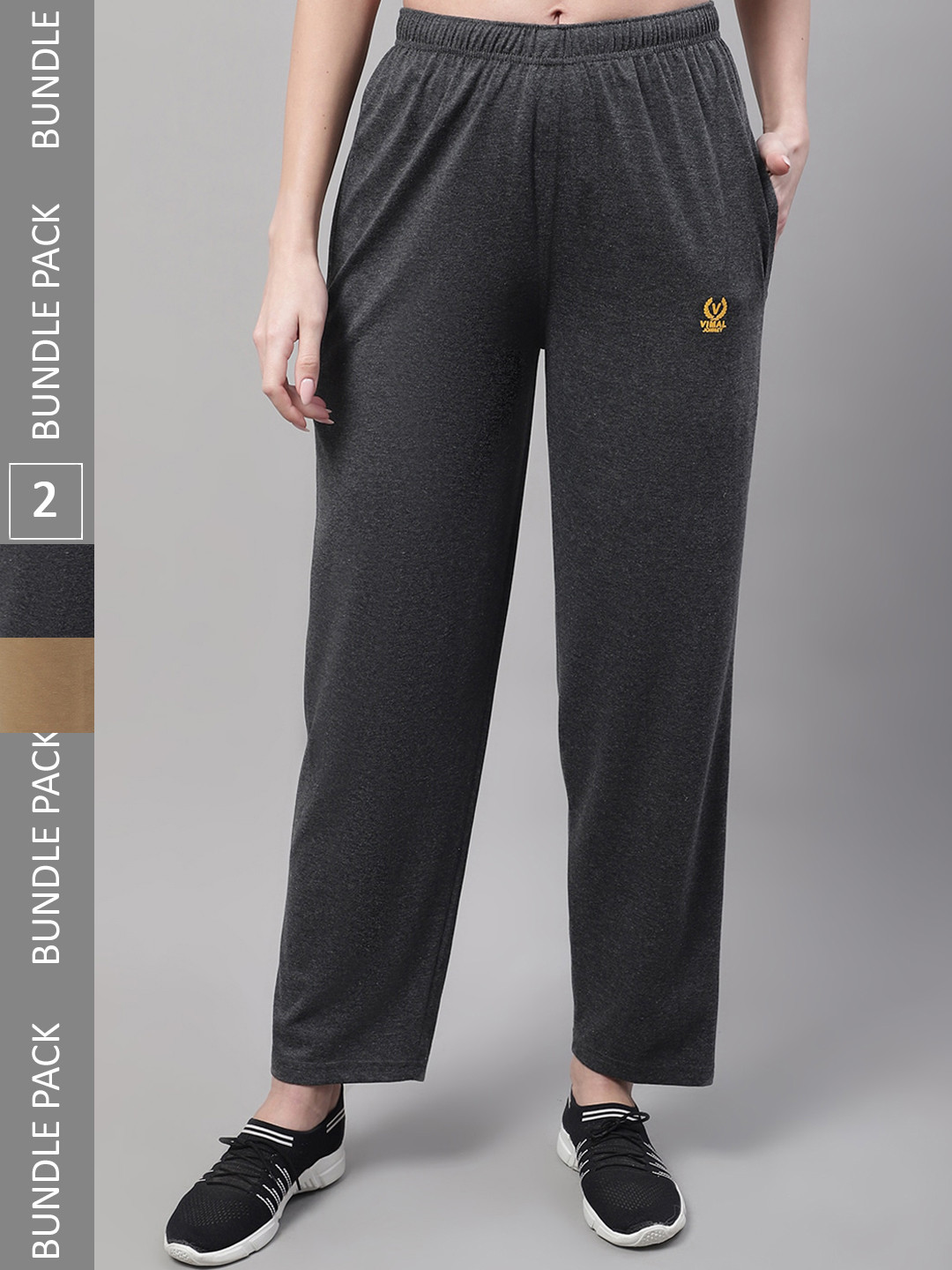 MACK JONNEY Women Pack of 2 Regular Fit Skin Friendly Cotton Track Pants