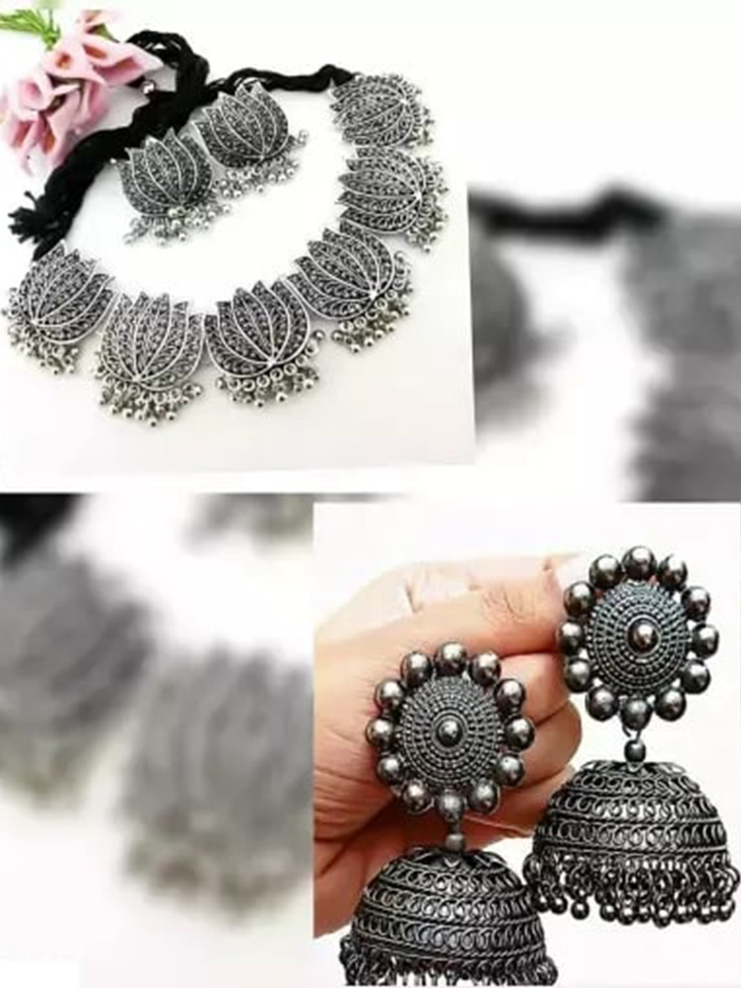 Samridhi DC Silver-Plated Classic Jhumkas Earrings