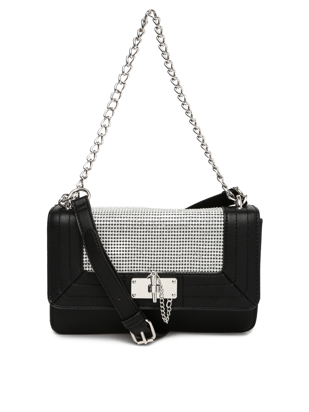 black and white sling bag