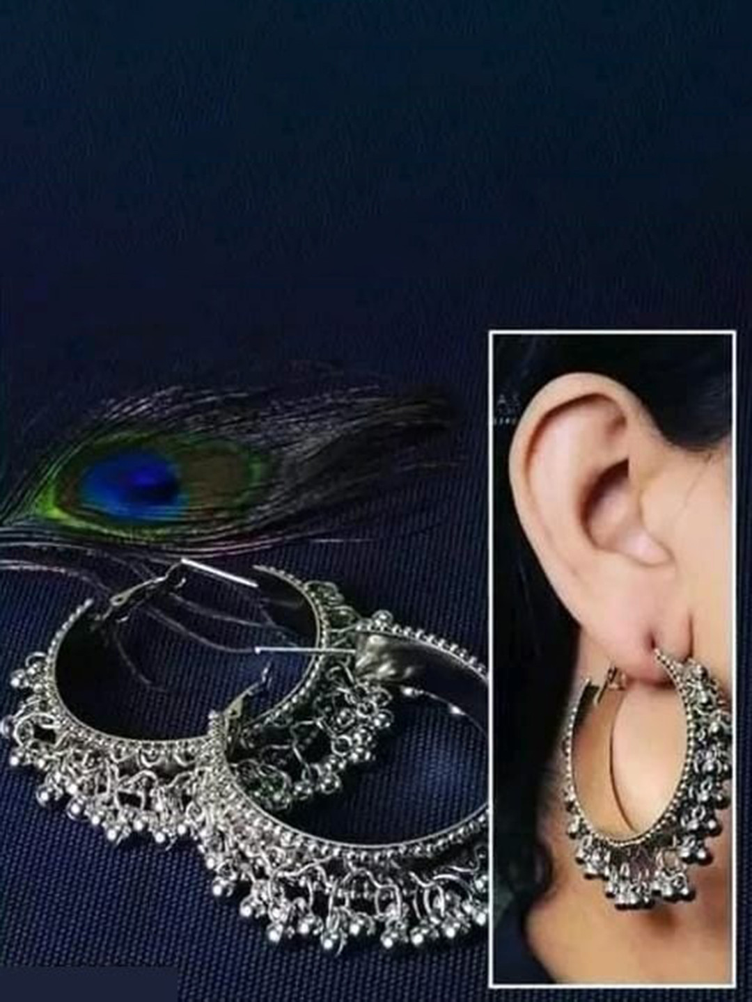Samridhi DC Silver-Plated Contemporary Hoop Earrings