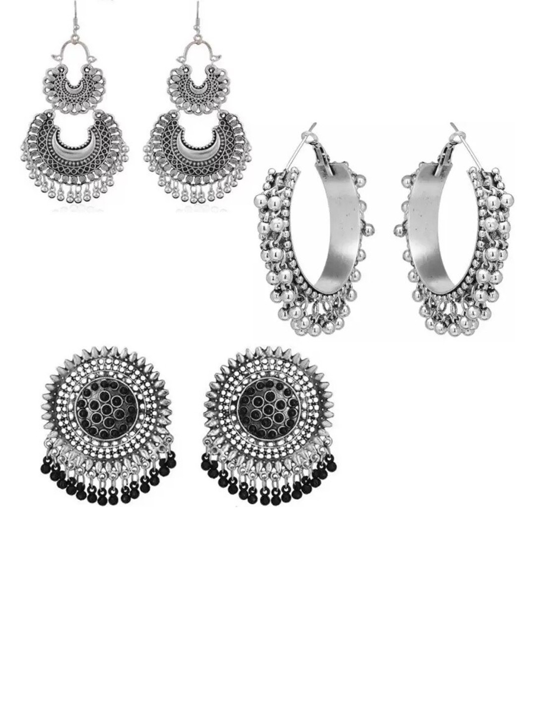 Samridhi DC 3Pcs Silver-Plated Contemporary Earrings