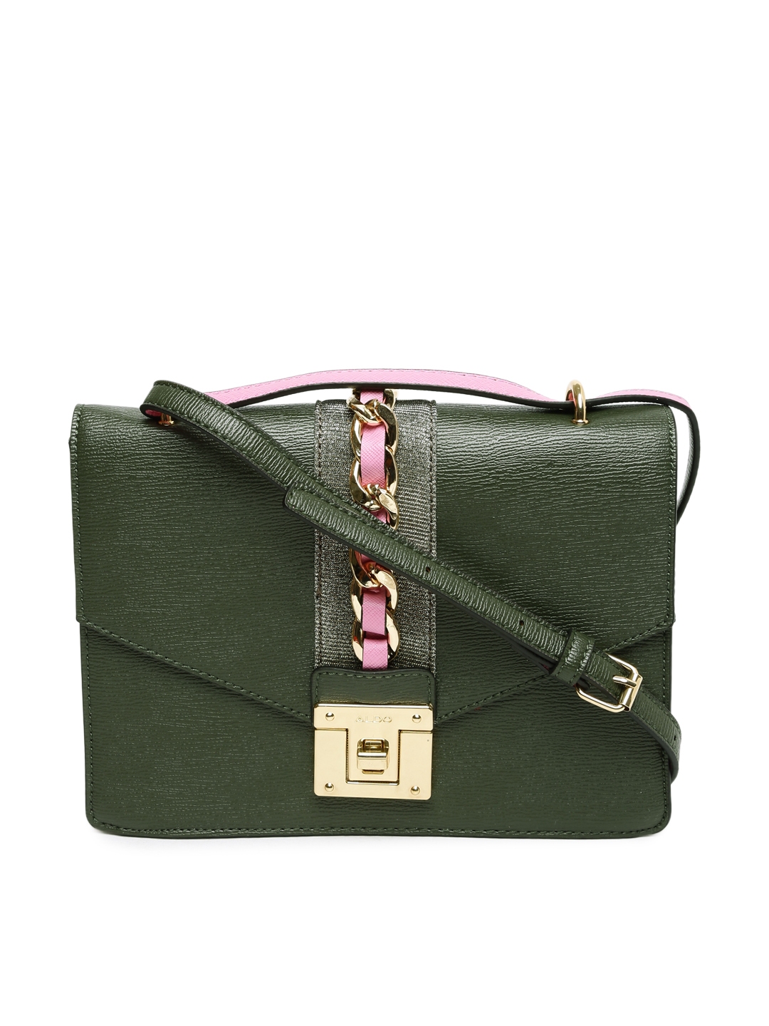 ALDO Olive Green Solid Sling Bag