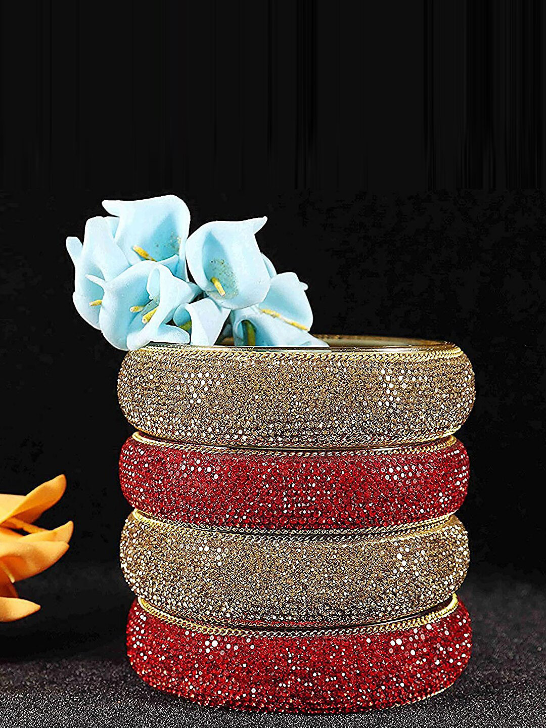 NMII Set Of 4 Crystals-Studded Bangles