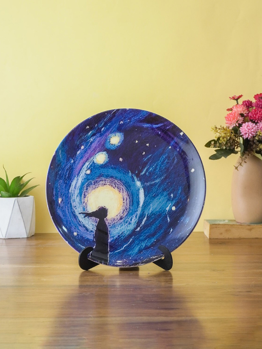 The Decor Mart Starry Sky Ceramic Glossy Hanging Hall Wall Plates-10.2In