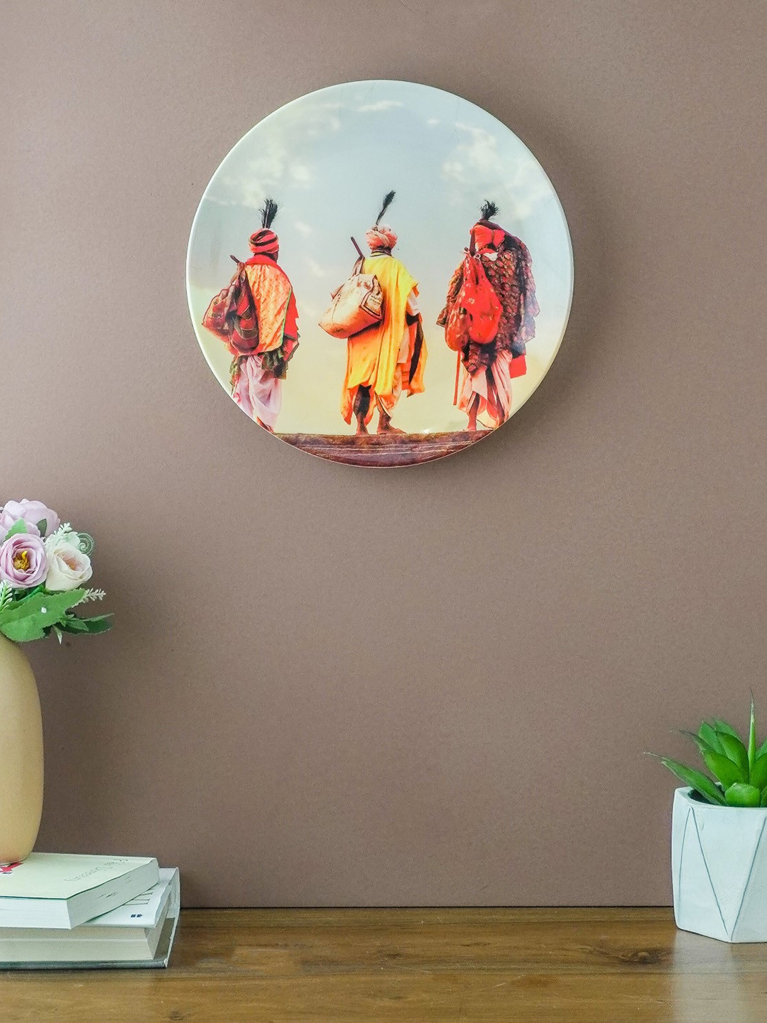 The Decor Mart Life Of Saadhu Crafted Ceramics Glossy Hanging Hall Wall Plates-10.2In