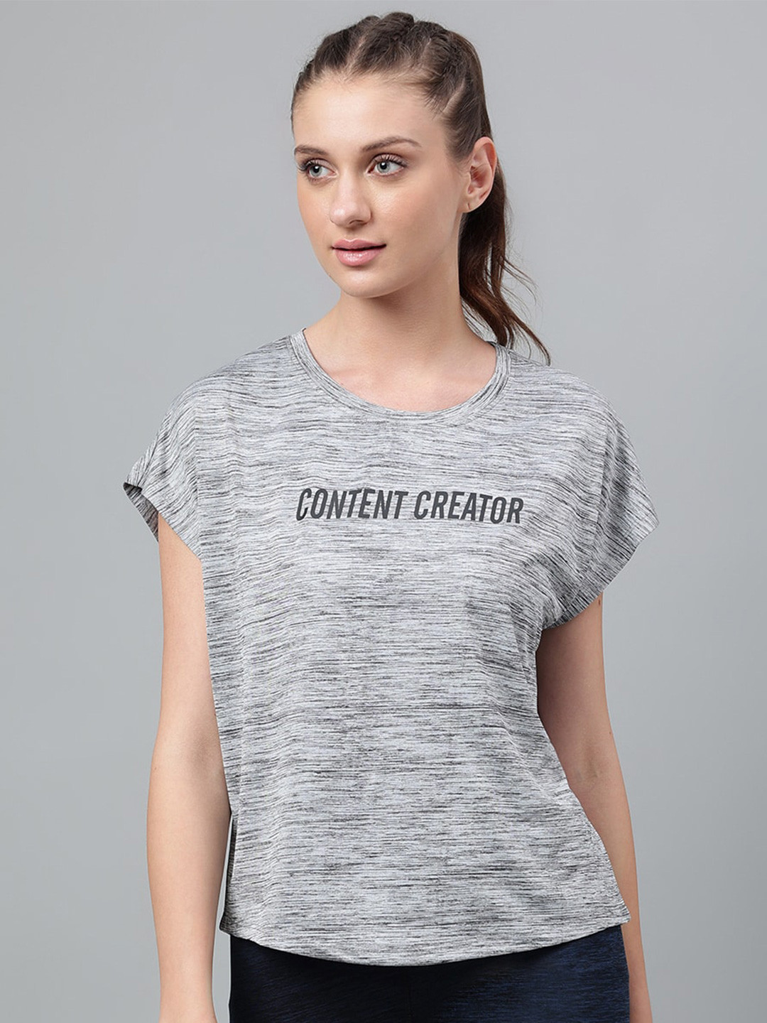 MKH Dri-FIT Typography Printed Extended Sleeves Round Neck Sports T-shirt