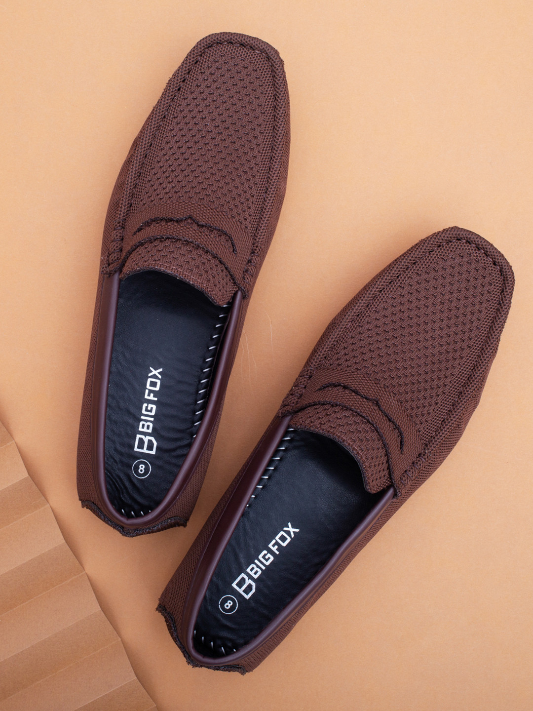 Big Fox Men Woven Design Lightweight Penny Loafers