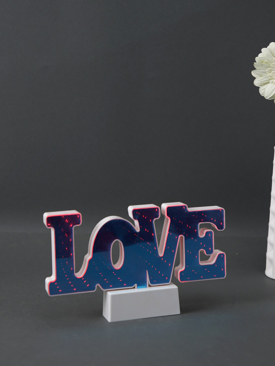 TAYHAA Typographic Love Led Lighting with Mirror White Plastic Matte Living Room Lights Small Showpiece - 5.1 Inches