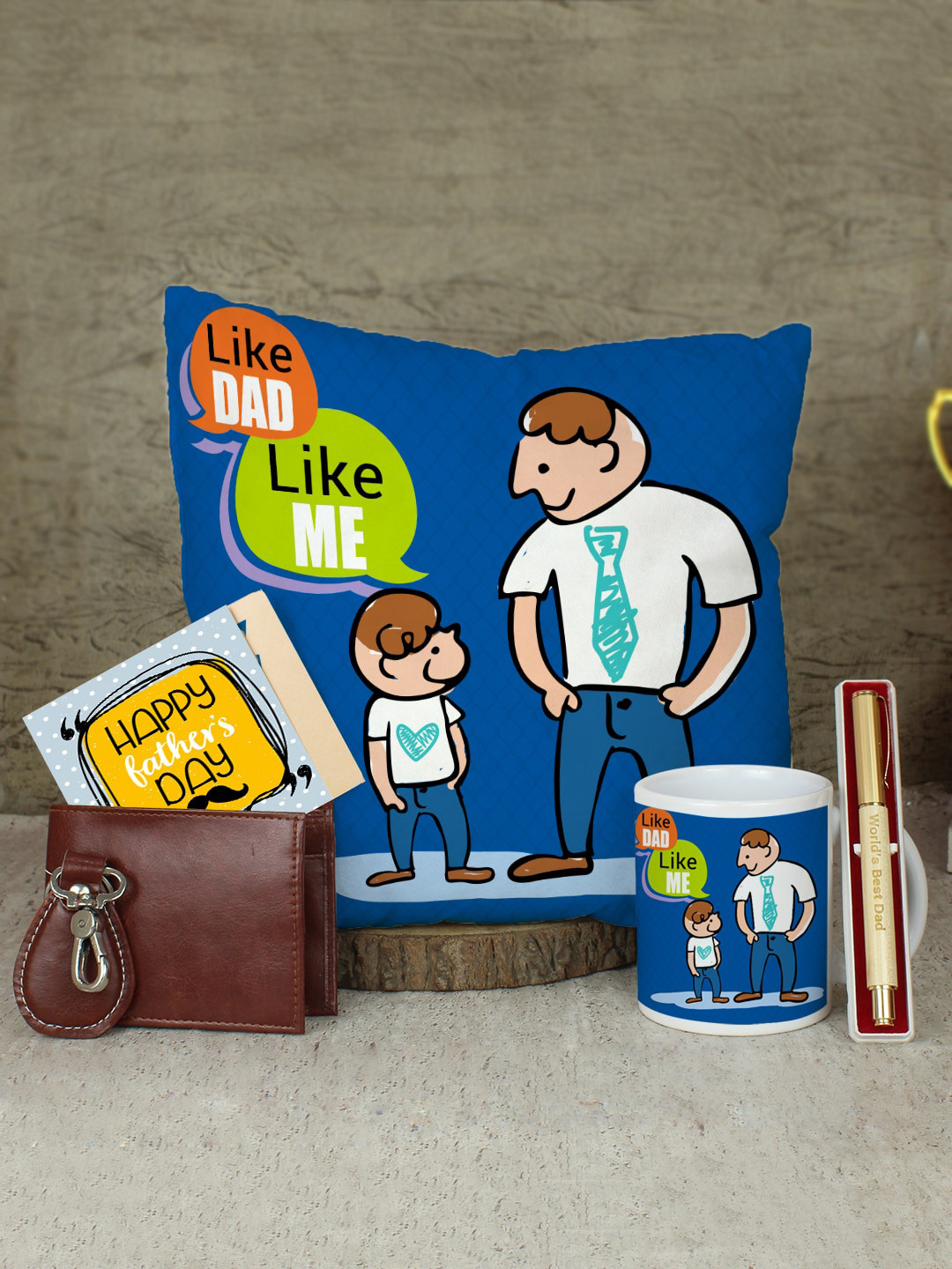 TIED RIBBONS White & Blue 5-Pieces Printed Fathers Day Gift Set