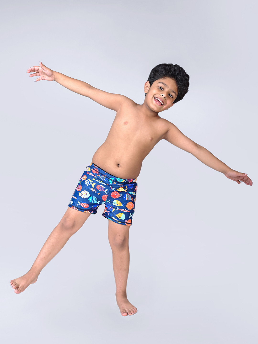 Yellow Bee Boys Fish Printed Mid-Rise Bottoms
