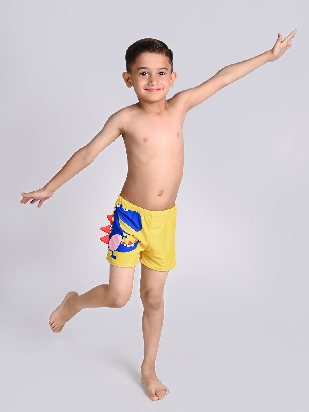 Yellow Bee Boys Mid-Rise Dino Swim Bottoms