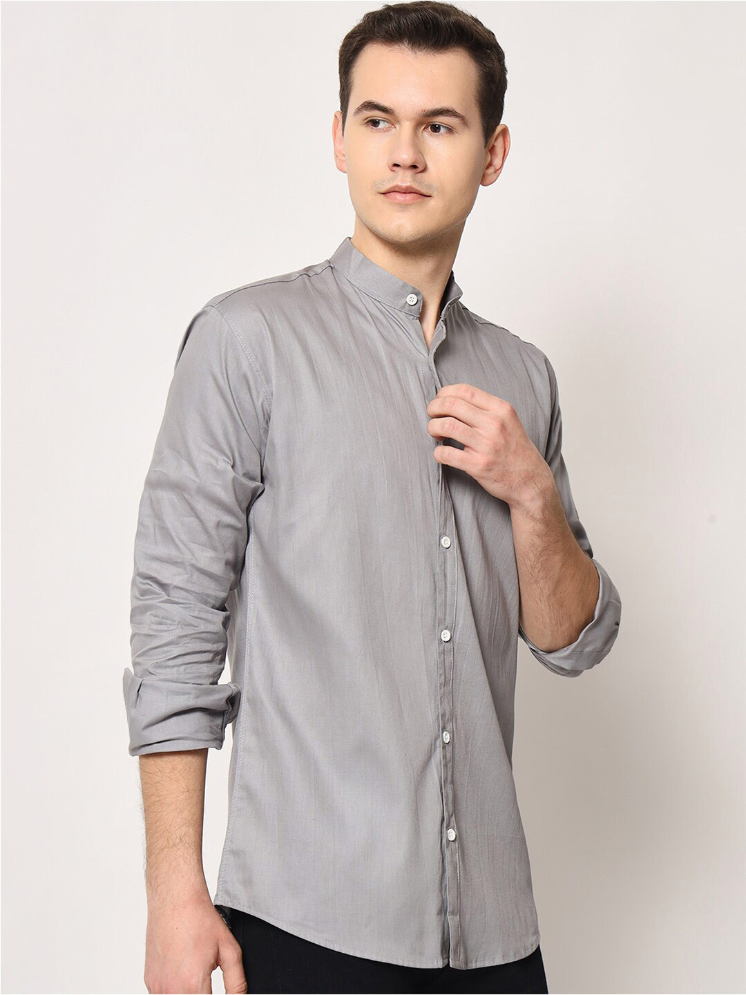 SURHI Smart Band Collar Cotton Casual Shirt
