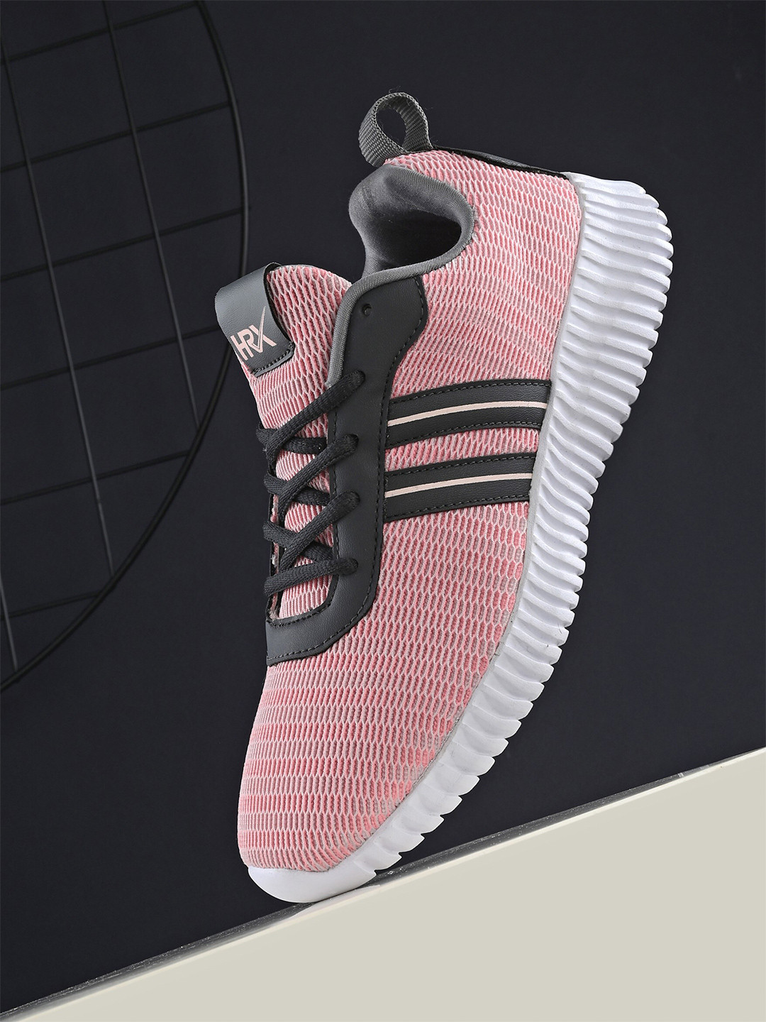 HRX by Hrithik Roshan Women Peach-Coloured Mesh Memory Foam Non-Marking Walking Shoes