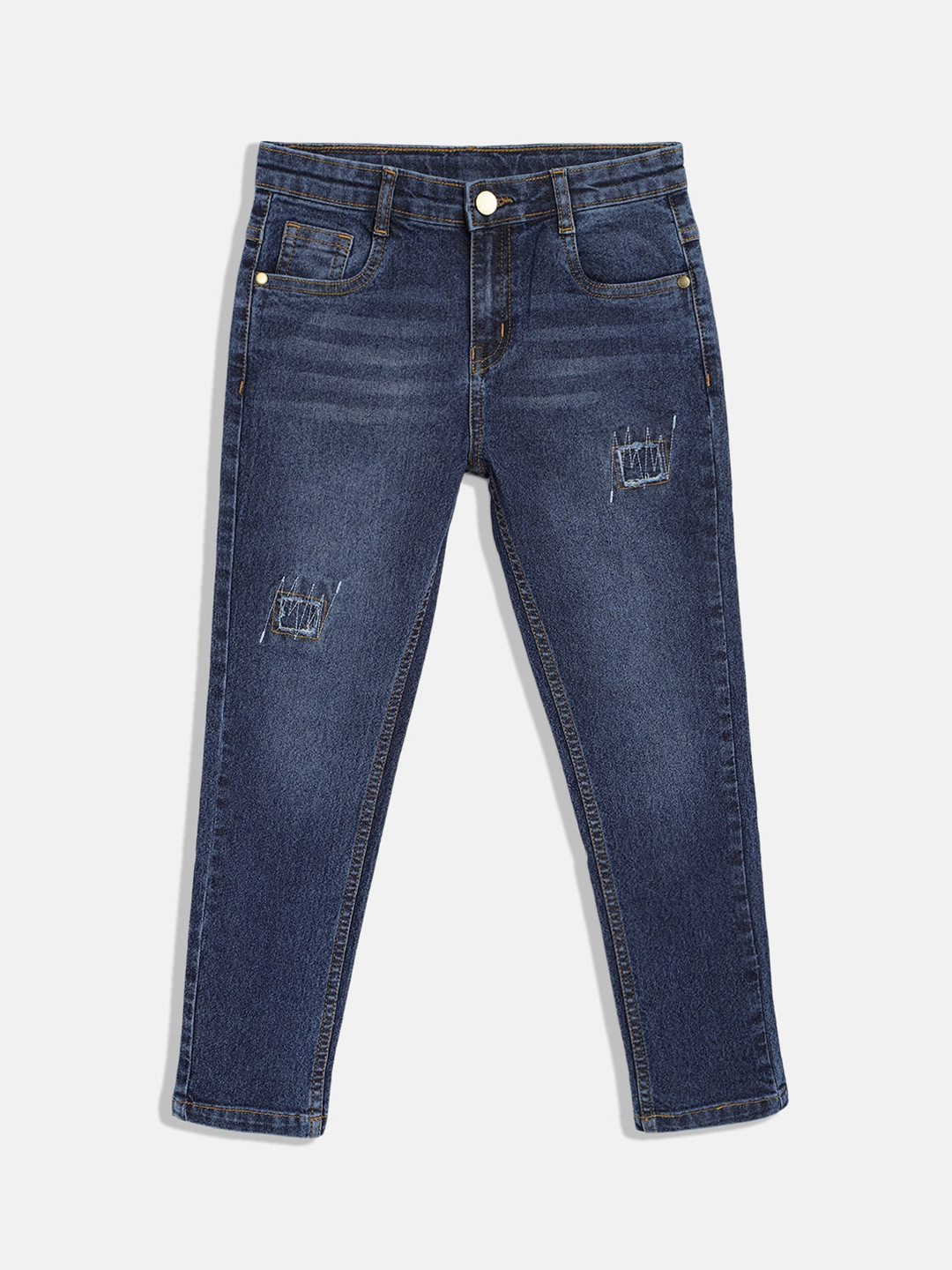 Urbano Juniors Boys Mid-Rise Slim Fit Low Distress Light Fade Stretchable Jeans