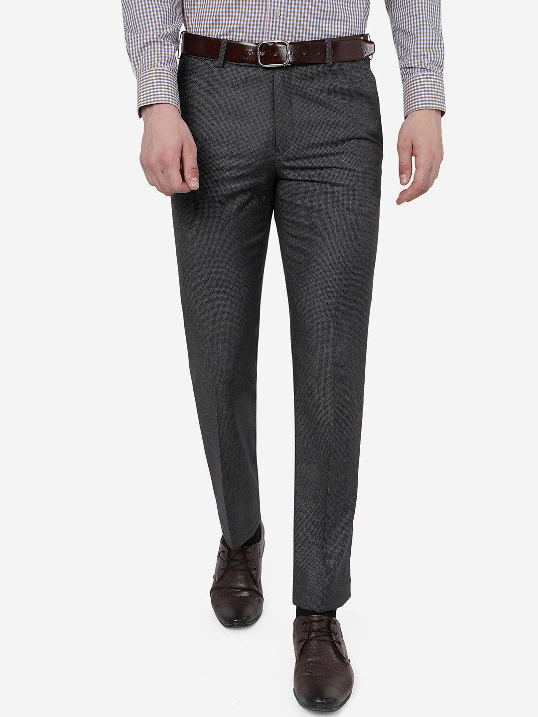 METAL Men Mid-Rise Slim Fit Formal Trousers