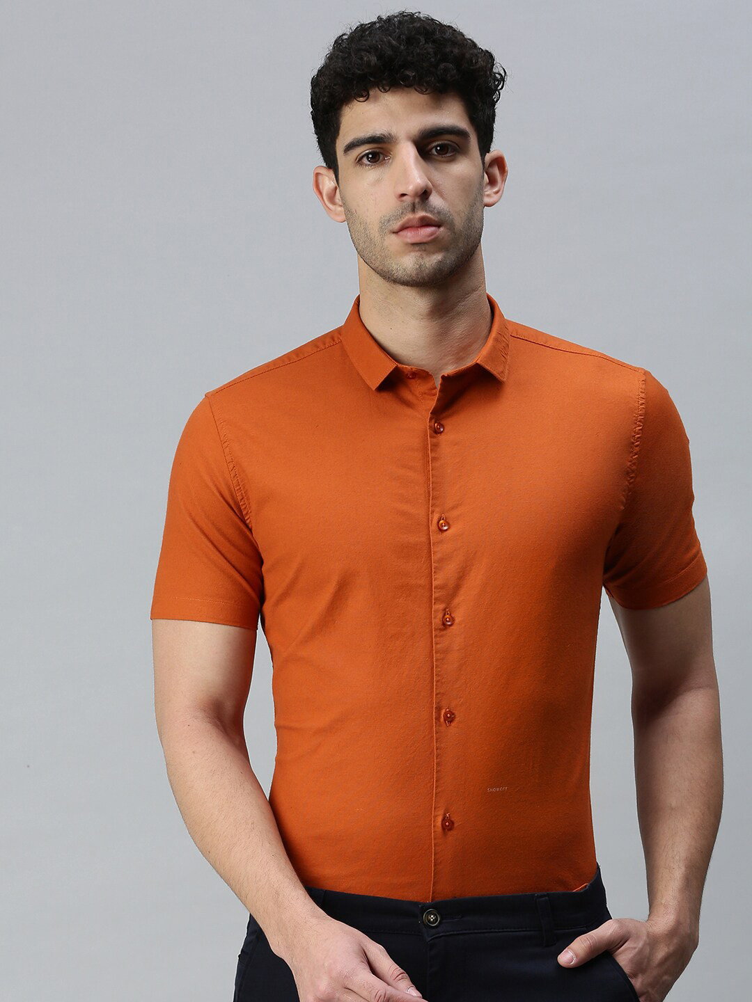 SHOWOFF Premium Fit Club Collar Oxford Cotton Casual Shirt