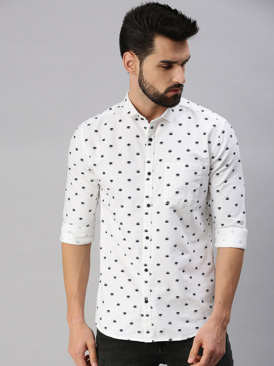 SHOWOFF Premium Fit Floral Printed Cotton Casual Shirt