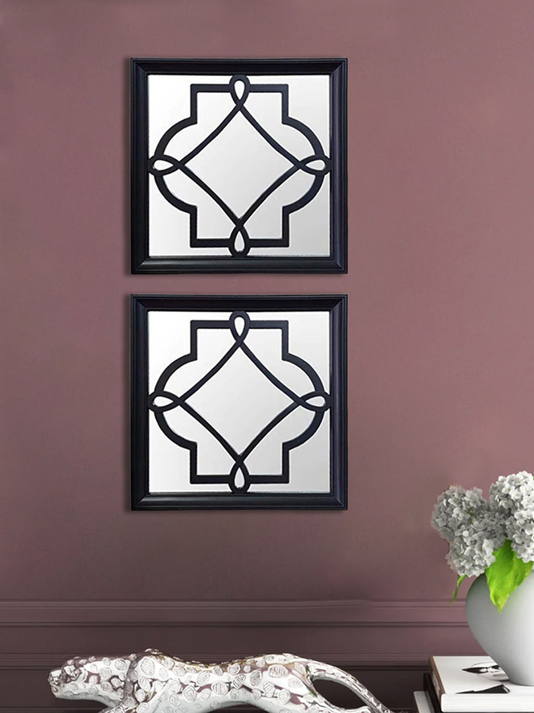 Art Street 2-Pcs Black Square Framed Decorative Wall Mirrors