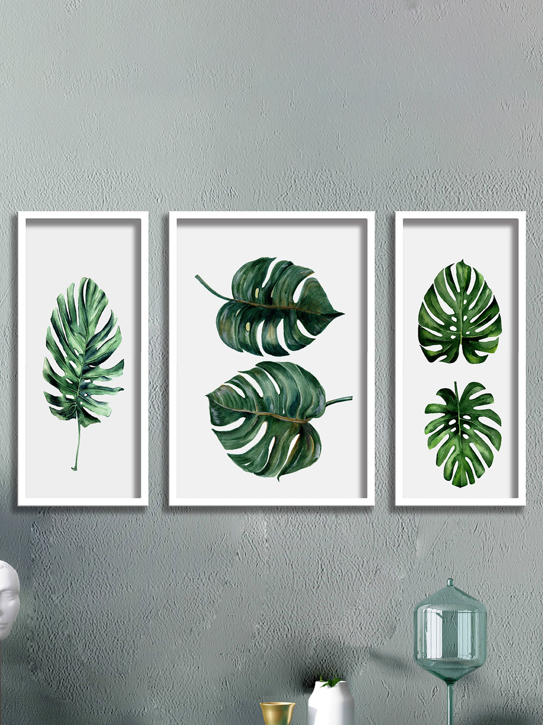 SAF Tropical Paper 3 Piece Wall Rectangle Paintings Wall Art - 22 x 13 In