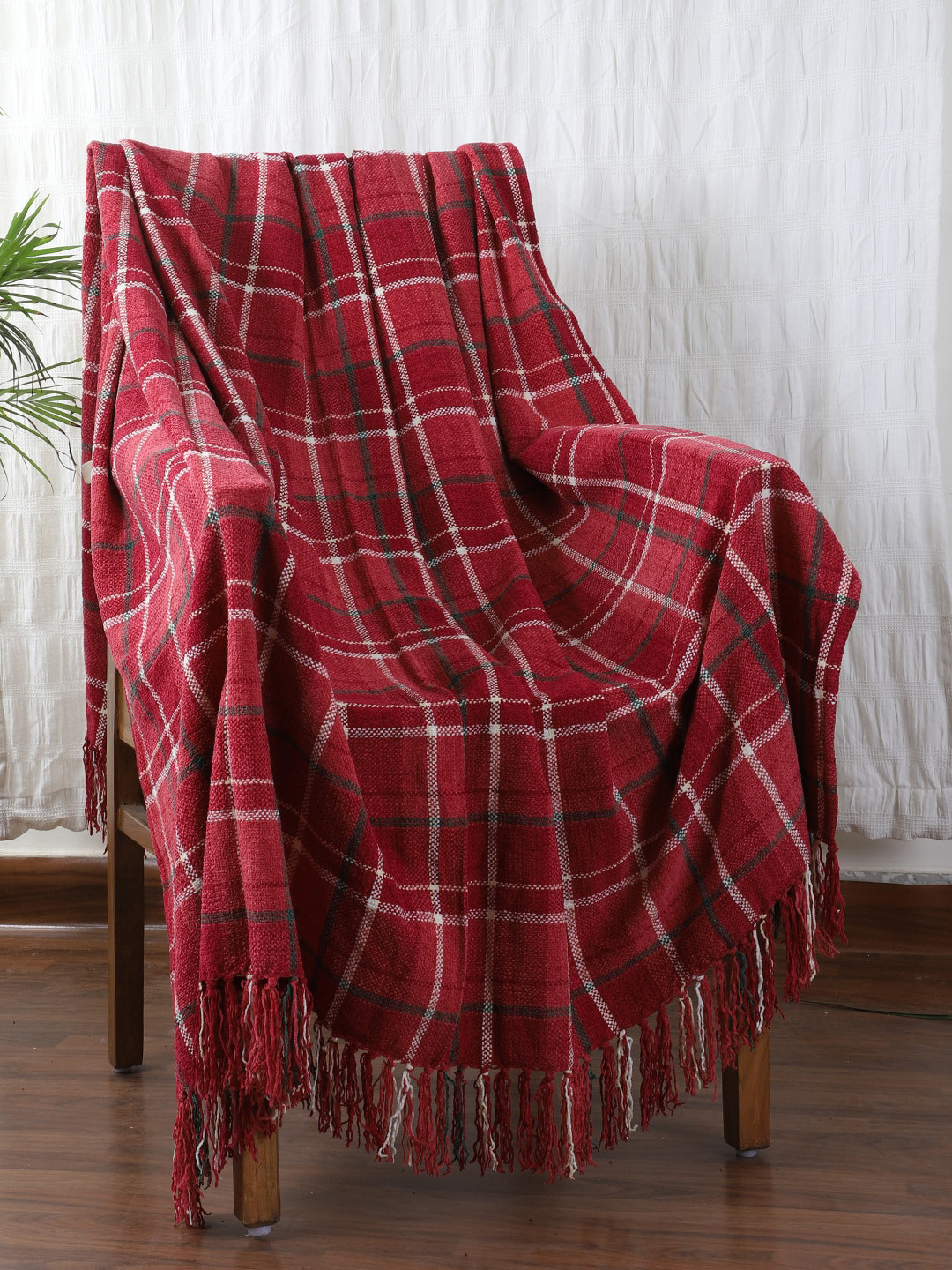 Jamio Firati Red & Black Textured Cotton Throws