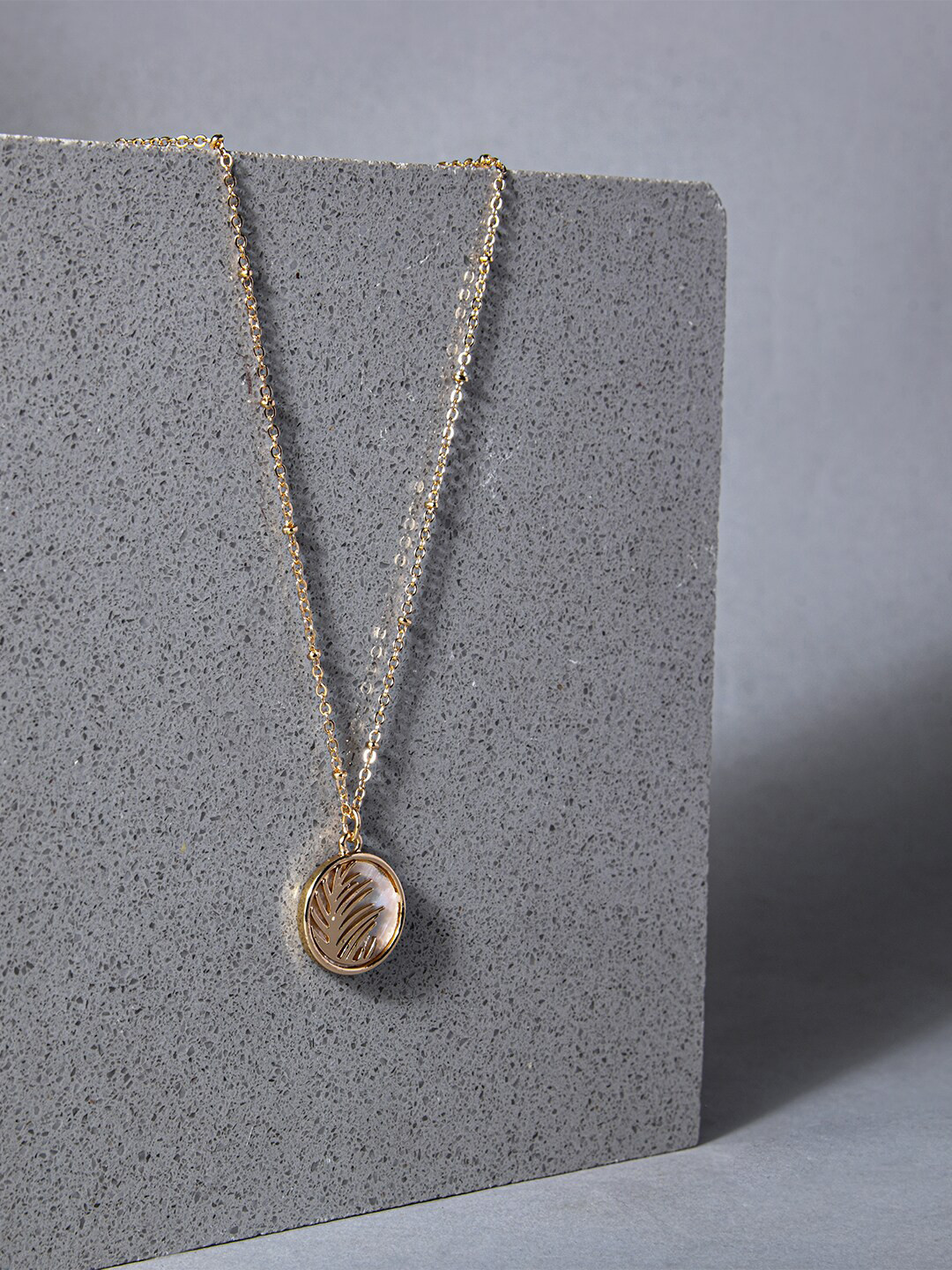 Accessorize Gold-Plated Moonstone Circle Leaf Pendant Necklace