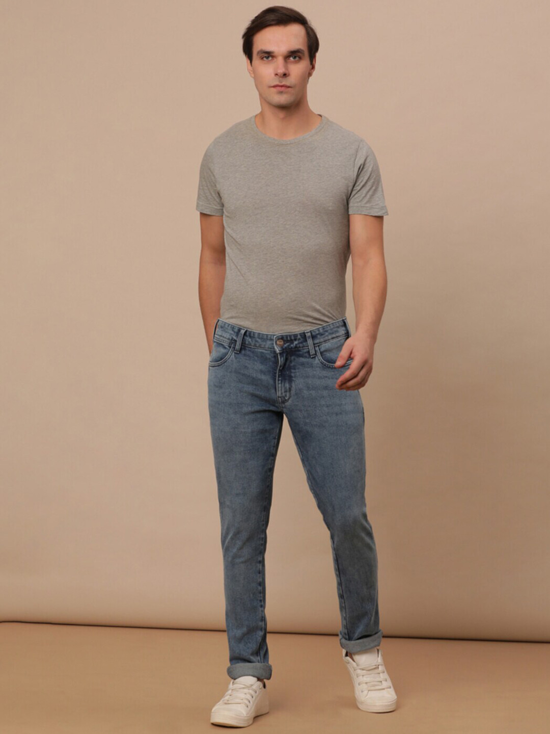 Wrangler Men Skanders Heavy Fade Mid Rise Slim Fit Cotton Jeans