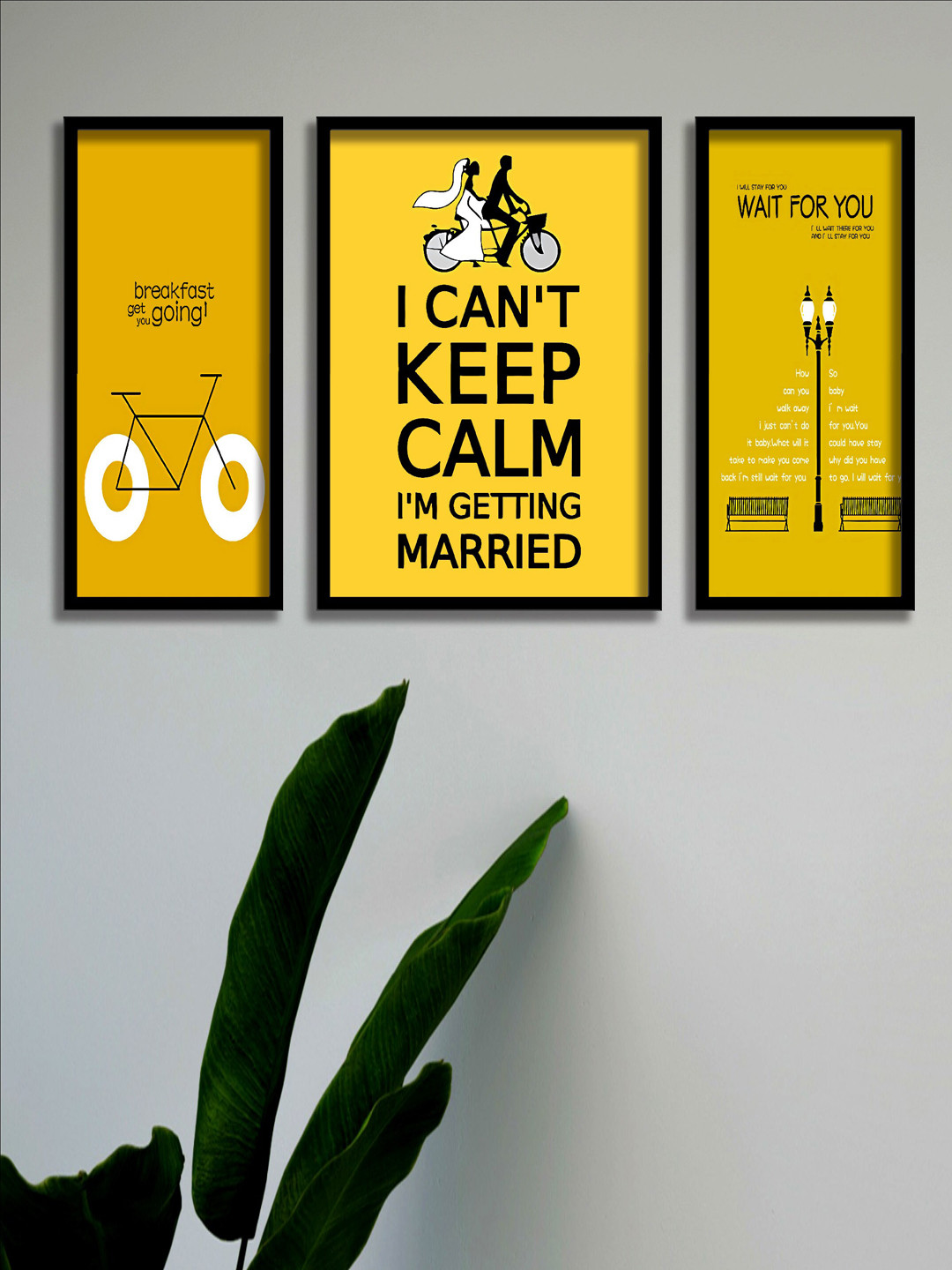 SAF Married Wood 3 Piece Wall Rectangle Paintings Wall Art 10.5 x 13.5In