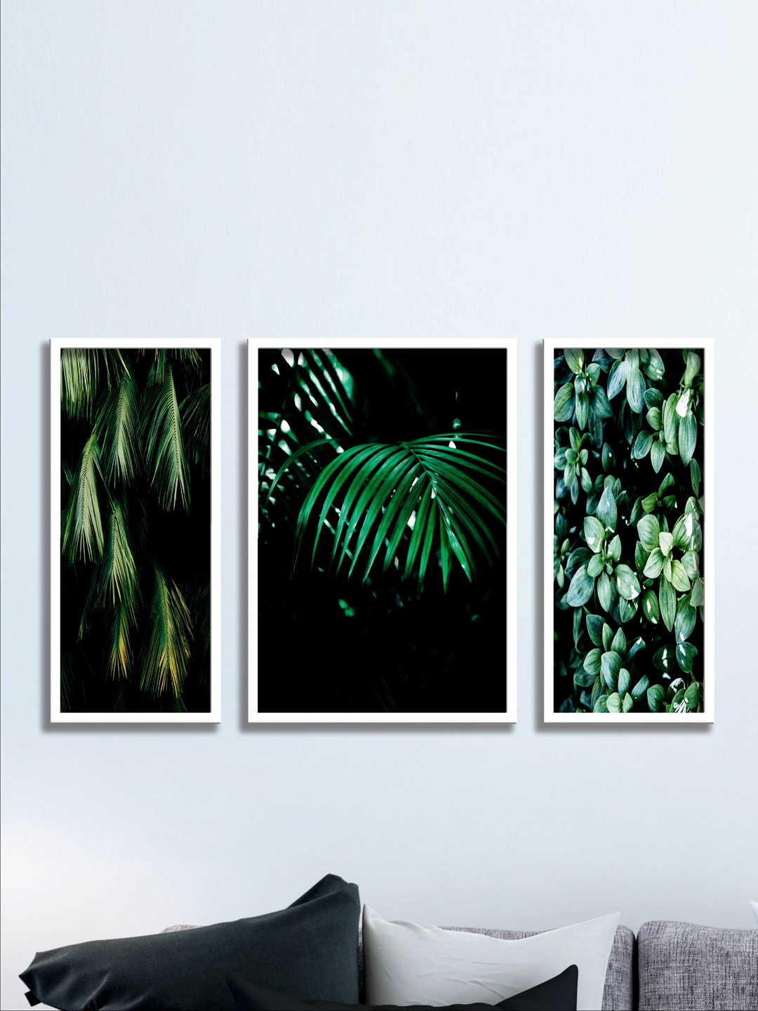 SAF Green Wood 3 Pcs Wall Living Room Rectangle Potrait Paintings Wall Art -19.5 x 28.25In