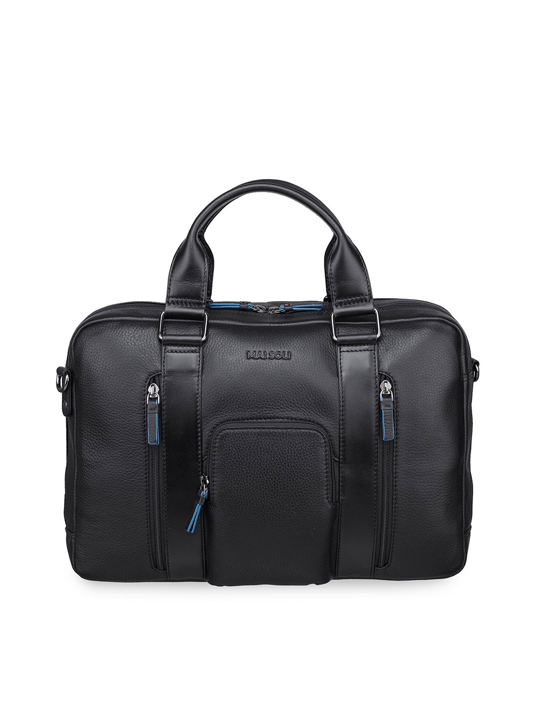 MAI SOLI Men Textured Leather Double Zip Chester Laptop Bag