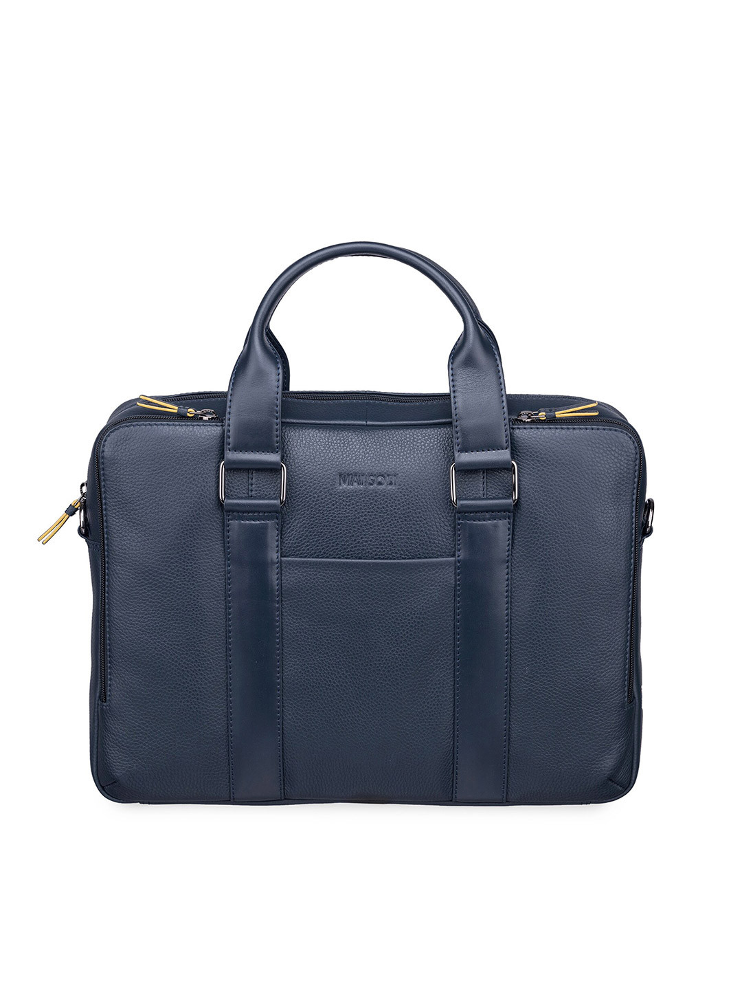 MAI SOLI Men Textured Leather Multi-Pockets Carter Laptop Bag