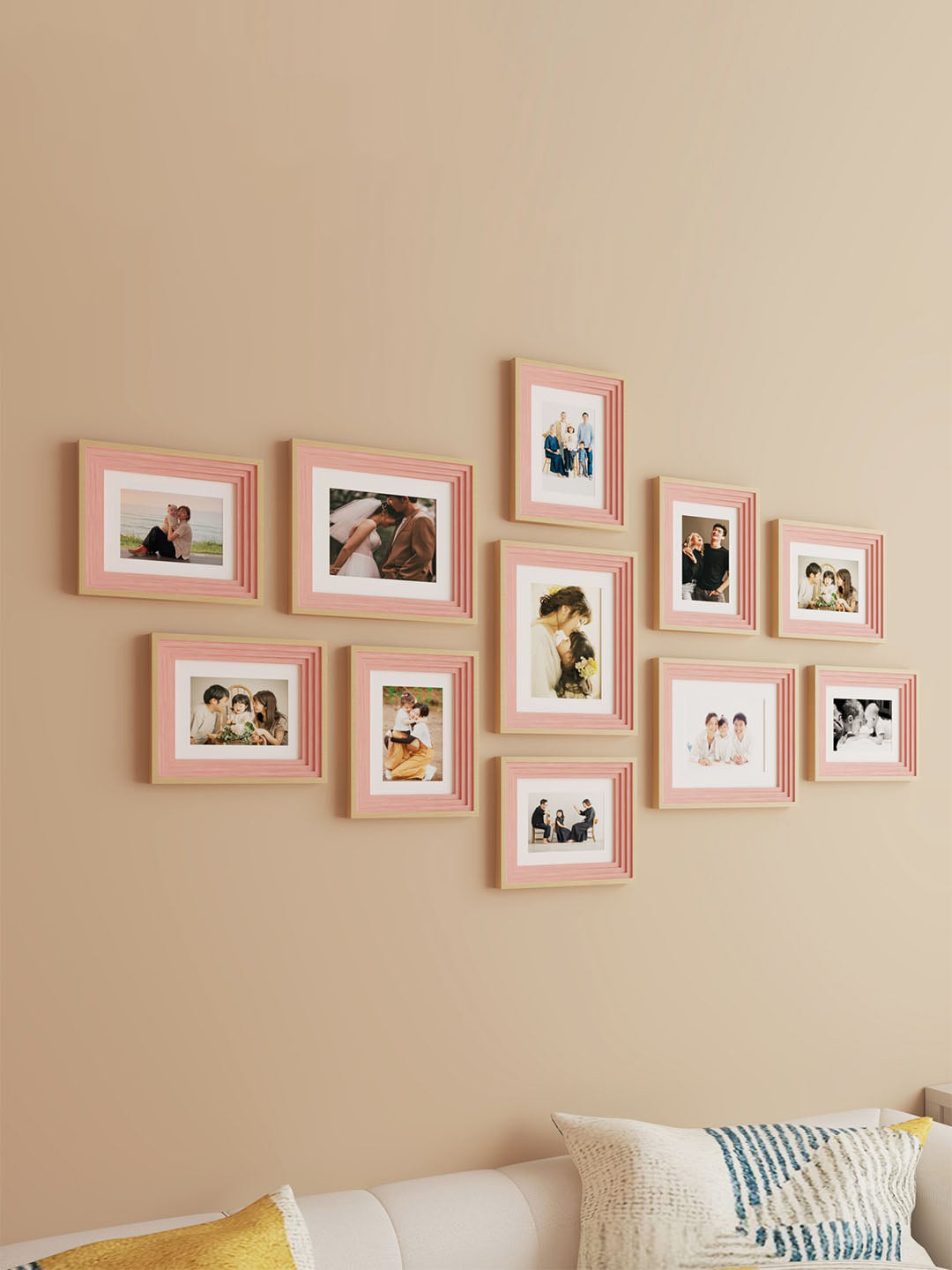 Art Street Pink 11 Pieces 3D Wall Wooden Photo Frames