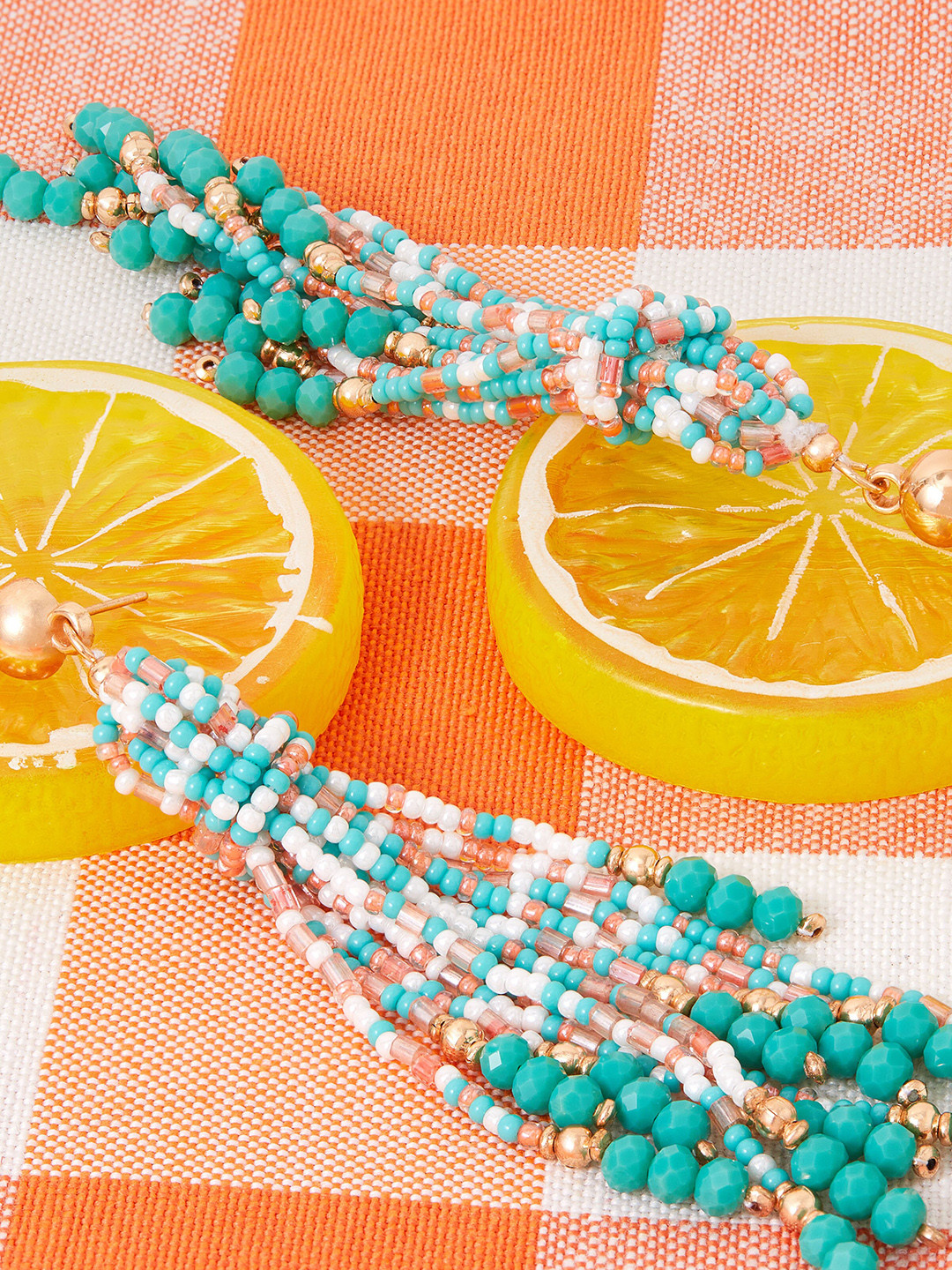 Accessorize London Women's Long Beaded Blue Tassle Earring