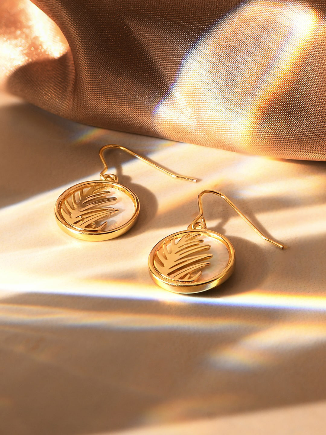 Accessorize London Women Moonstone Circle Leaf Earrings