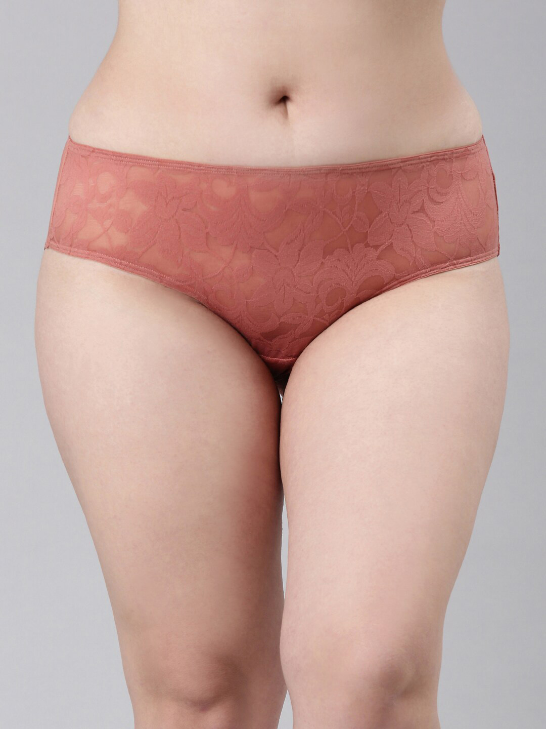 Enamor Women Mid-Rise Lace Detail Flat Elasticated Hipster Briefs P122