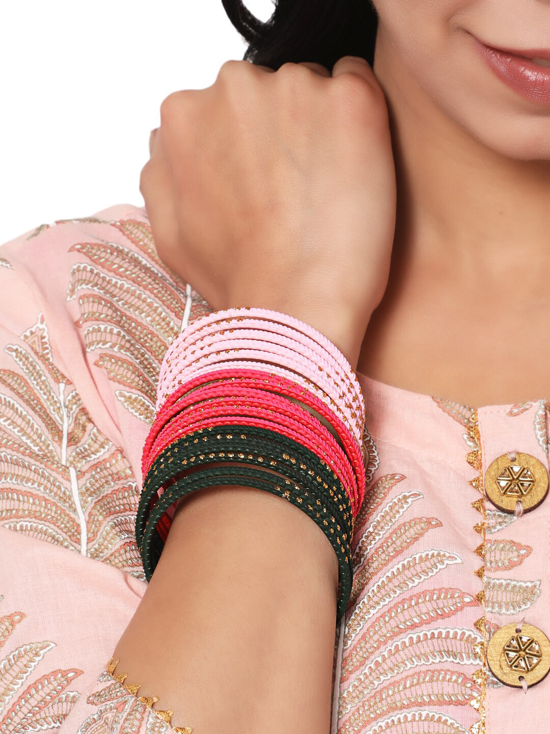 Anouk Set Of 24 Glitter Detailed Brass Bangles