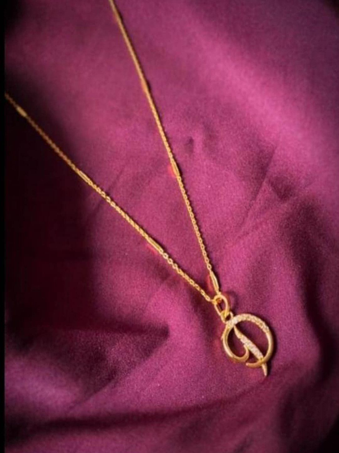 JEWEL WORLD Gold-Plated D Letter Stone Studded Necklace