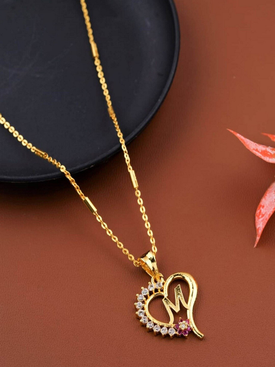 JEWEL WORLD Gold-Plated Letter M Necklace