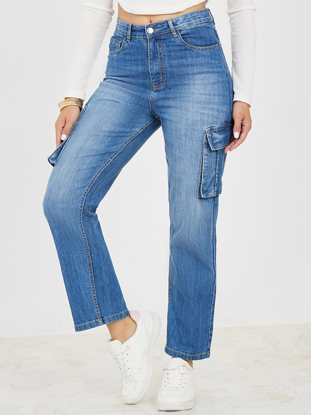 Styli Women Straight Fit Heavy Clean Look Cotton Jeans