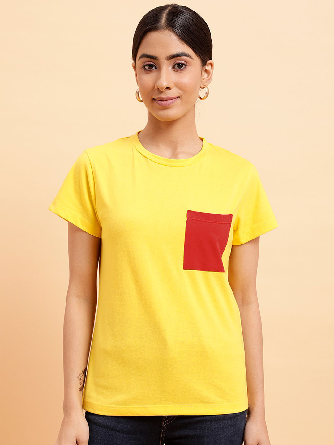 MINT STREET Round Neck Half Sleeve Pure Cotton Pockets T-shirt