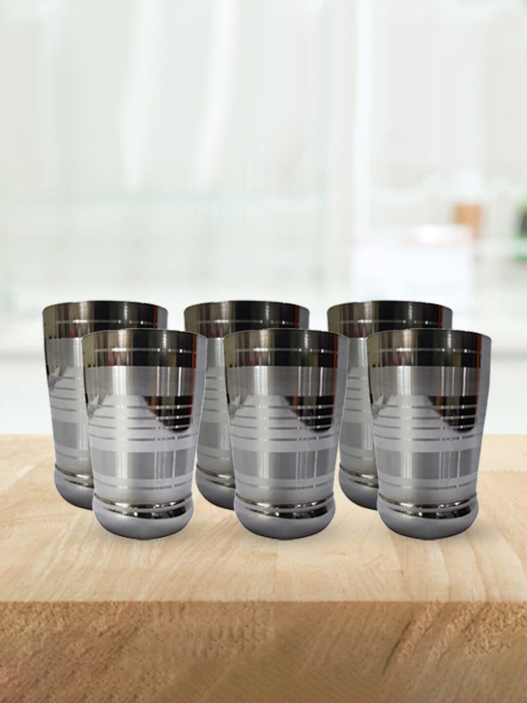Kuber Industries 6 Pieces Stainless Steel Glass-300ml