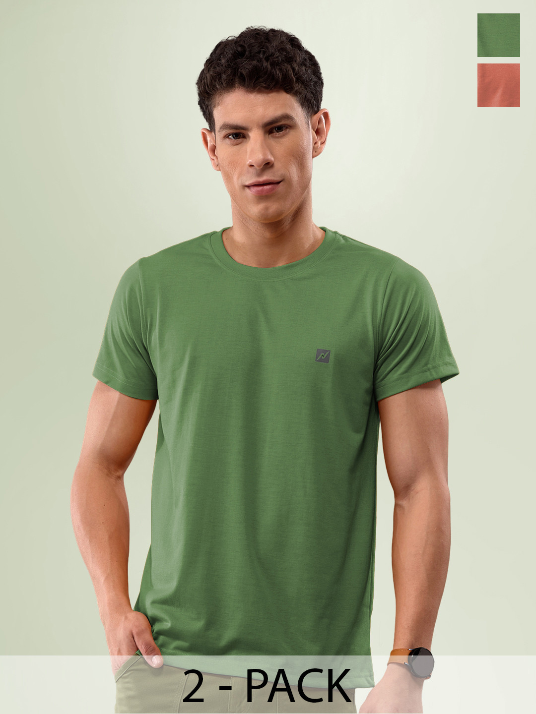 LUX NITRO Men Multicoloured 2 Mandarin Collar Anti Odour T-shirt