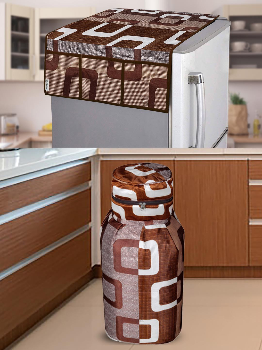 E-Retailer Blue & White 2-Pieces Printed Durable Appliance Covers